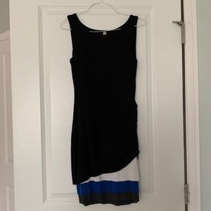 Black dress with color block detail